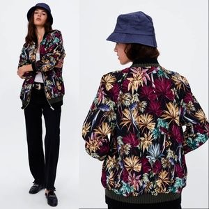 Zara FLORAL PRINT BOMBER JACKET Tropical/Hawaiian